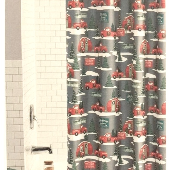 Red and Green Coffee Cups Shower Curtain - Picture 2 of 2
